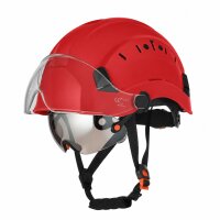 Schutzhelm mit Kinnriemen und 2 Visieren Nevada H02 rot